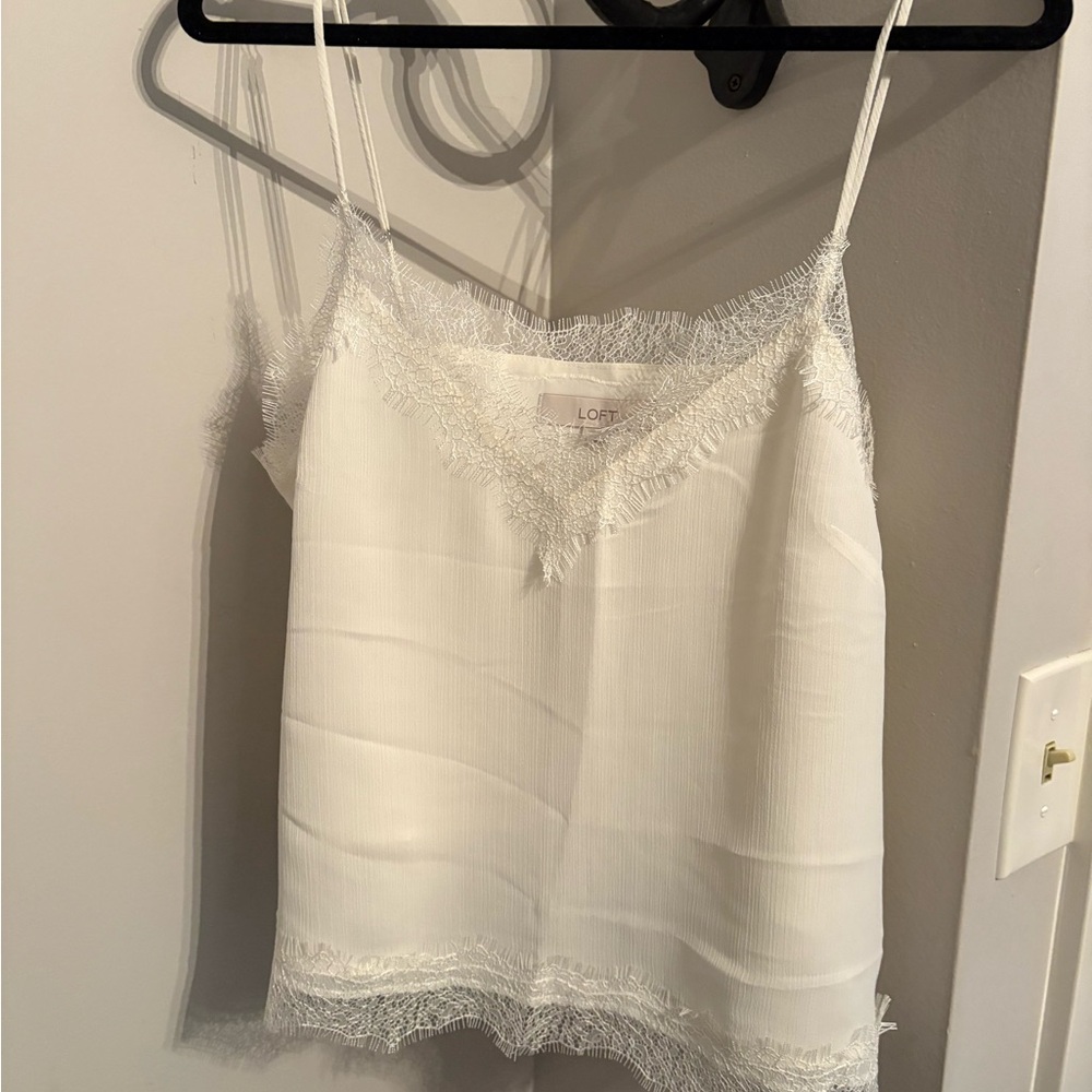 LOFT Ivory Lace-Trim Camisole